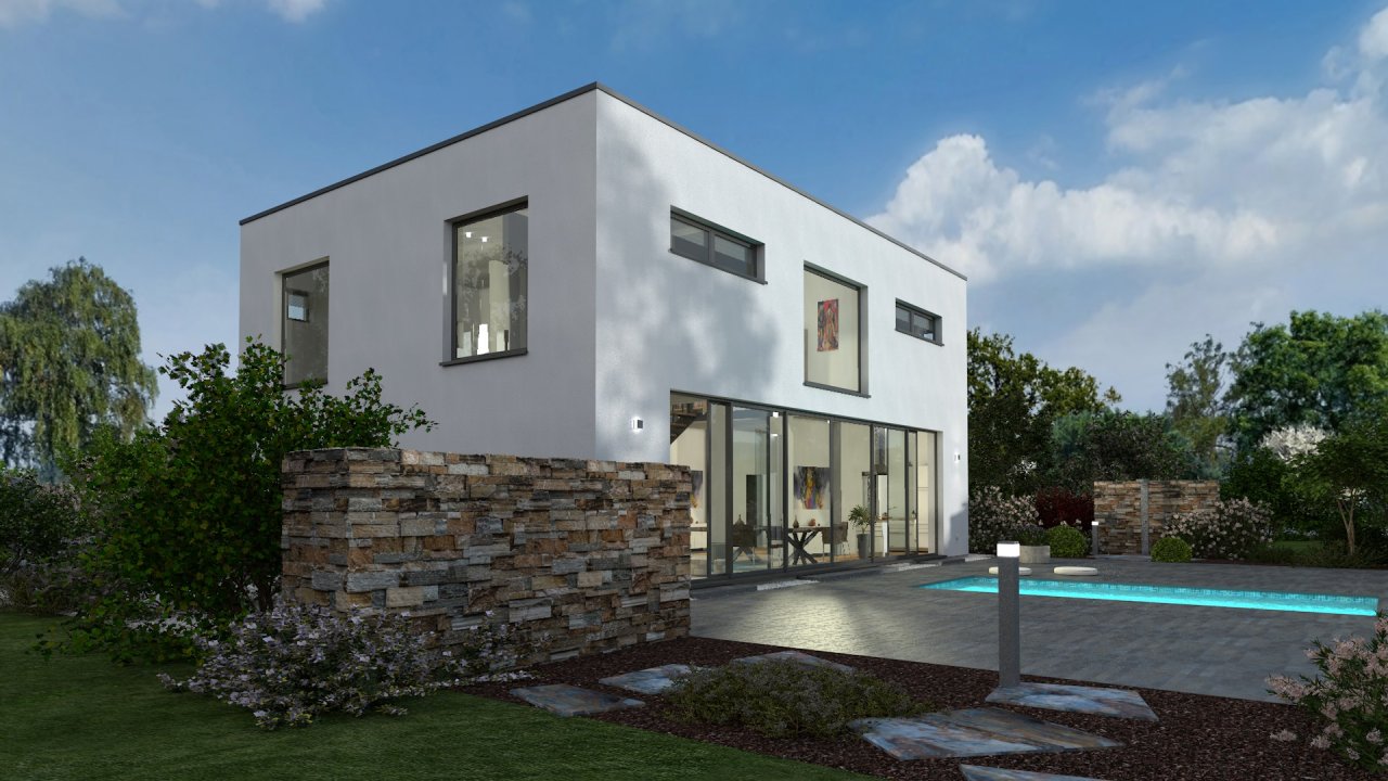 Ein wunderschönes Haus in einzigartiger Optik mit Flachdach ! Mit Grundstück berechnet !