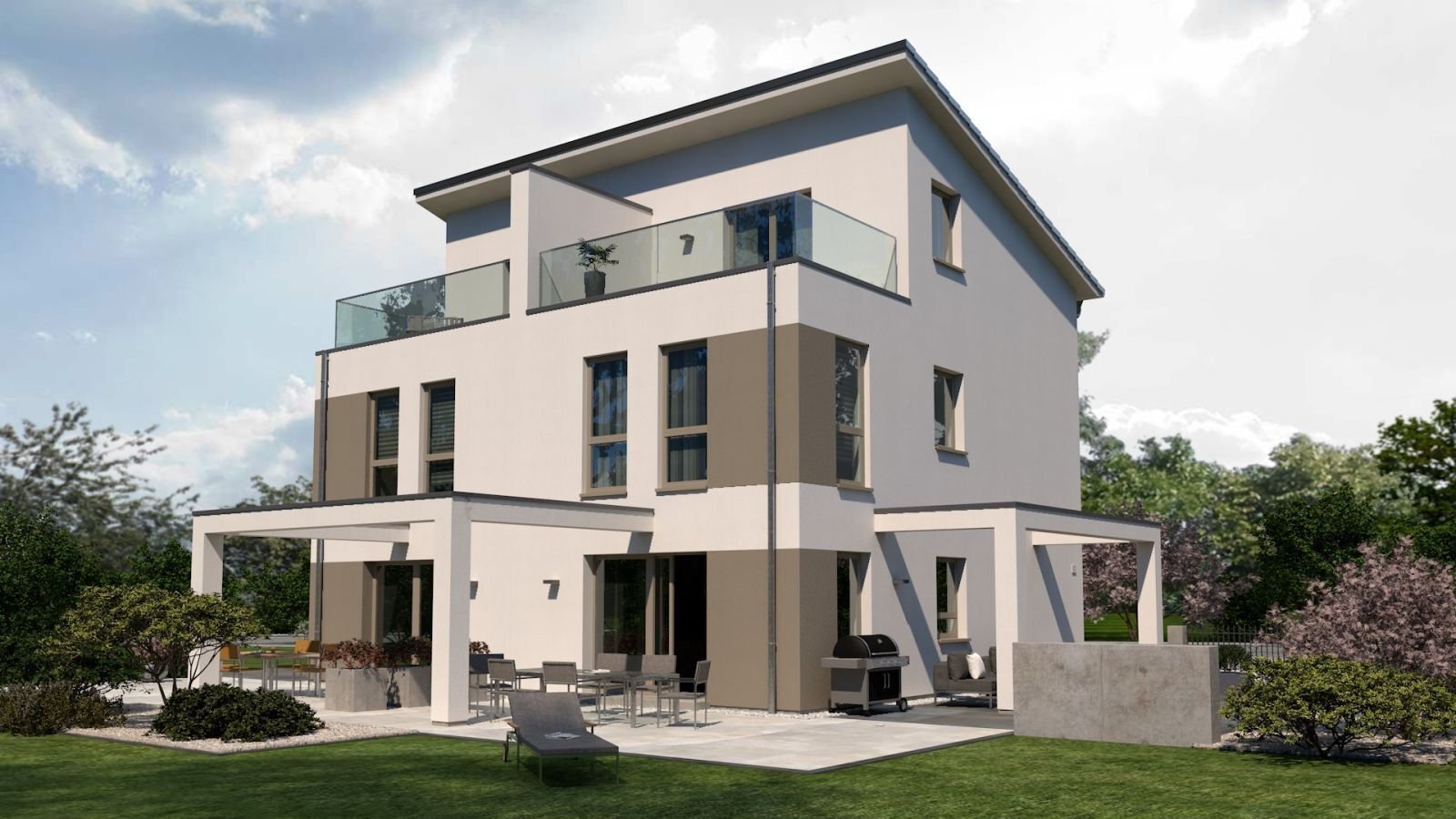 GEHOBENES DOPPELHAUS AUF 2,5 ETAGEN