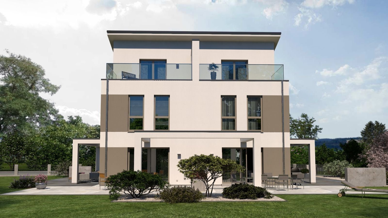 GEHOBENES DOPPELHAUS AUF 2,5 ETAGEN