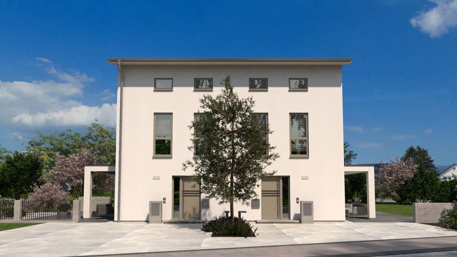 GEHOBENES DOPPELHAUS AUF 2,5 ETAGEN