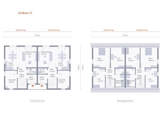 Ein Haus für 2-Familien ! Je Haushälfte/Familie mit Grundstück nur 348.500,-€ !