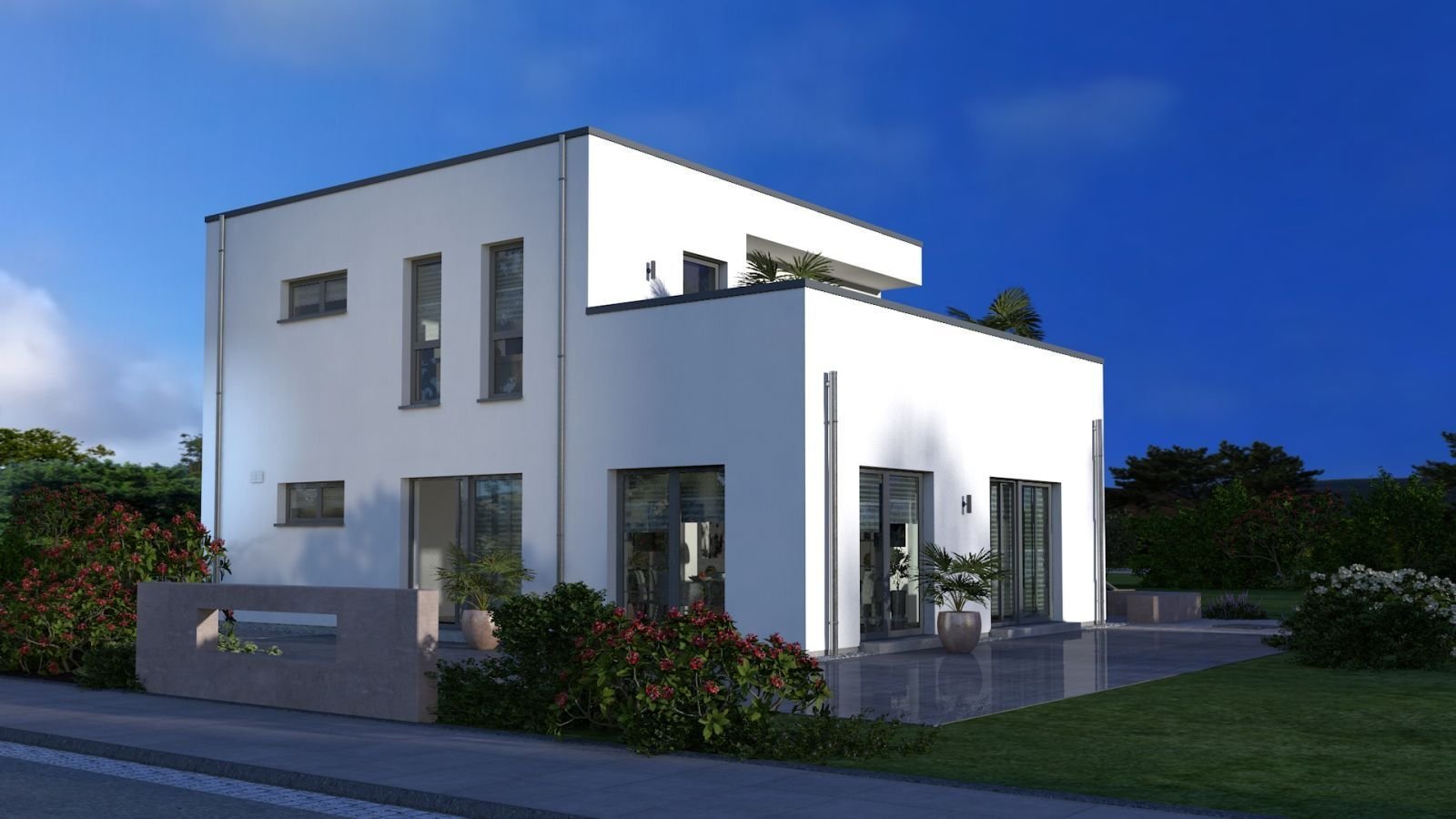 REPRÄSENTATIVE FLACHDACHVILLA IN EXTRAVAGANTEN DESIGN IN LOSTAU