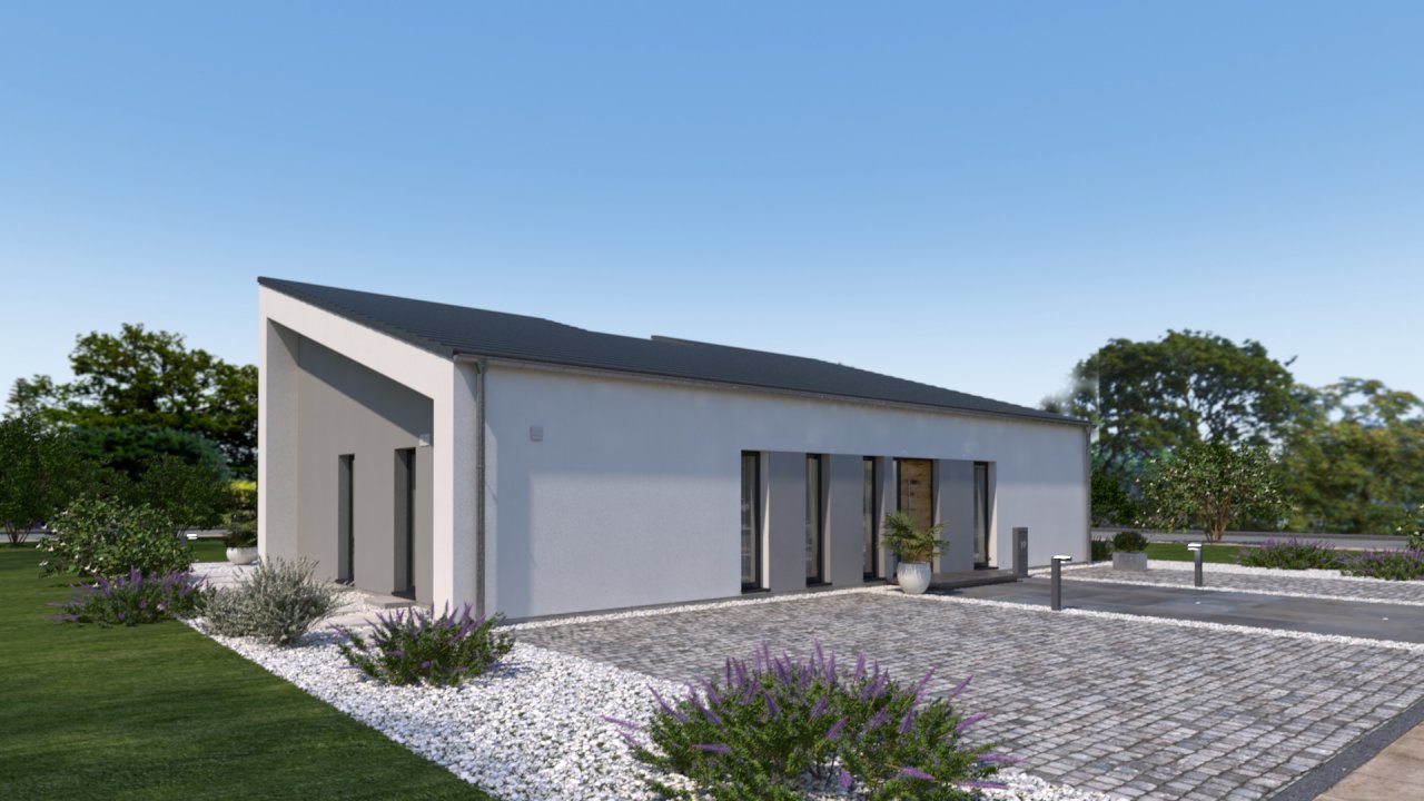 Auf einer Ebene wohnen im exklusivsten Design im Bungalowstil ! Mit Grundstück berechnet!