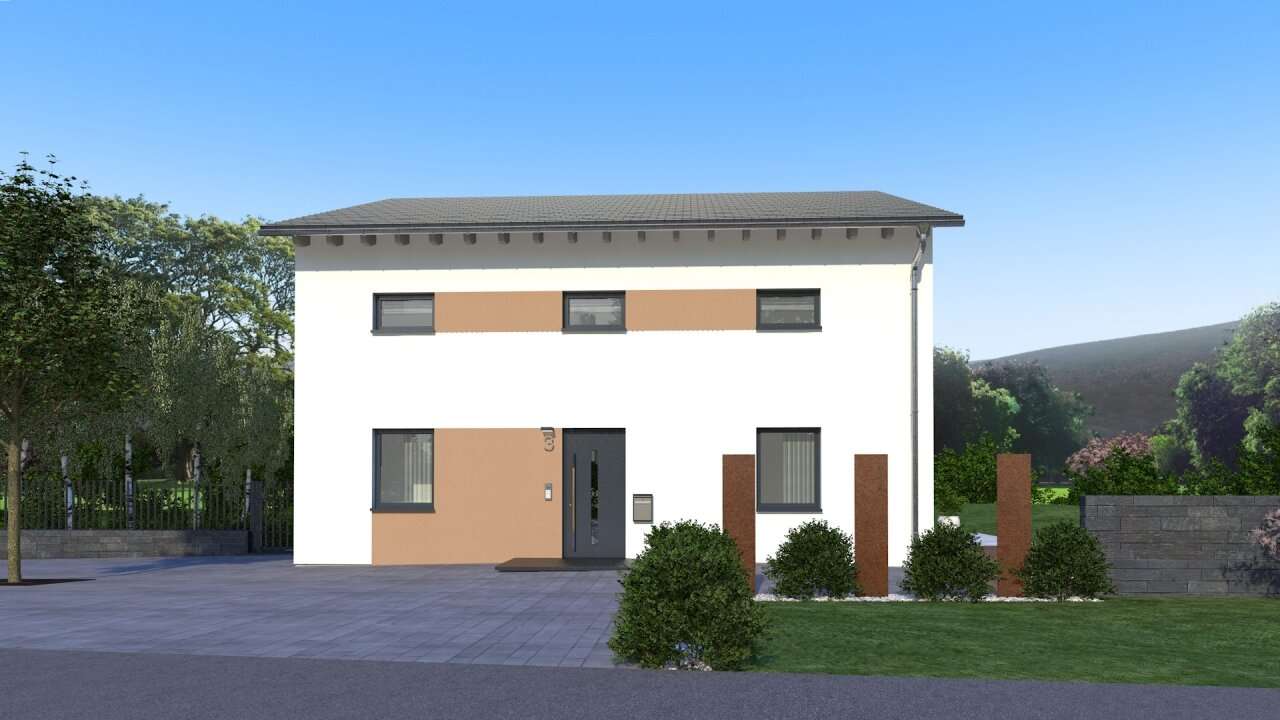 Ein­fa­mi­li­en­haus mit versetztem Pultdach