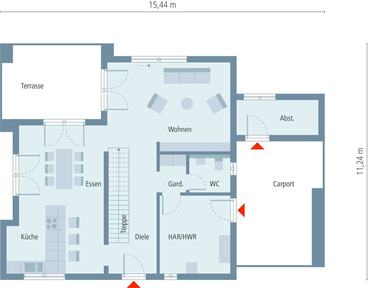 Einfamilienhaus mit integriertem Carport und Keller inkl. Grundstück