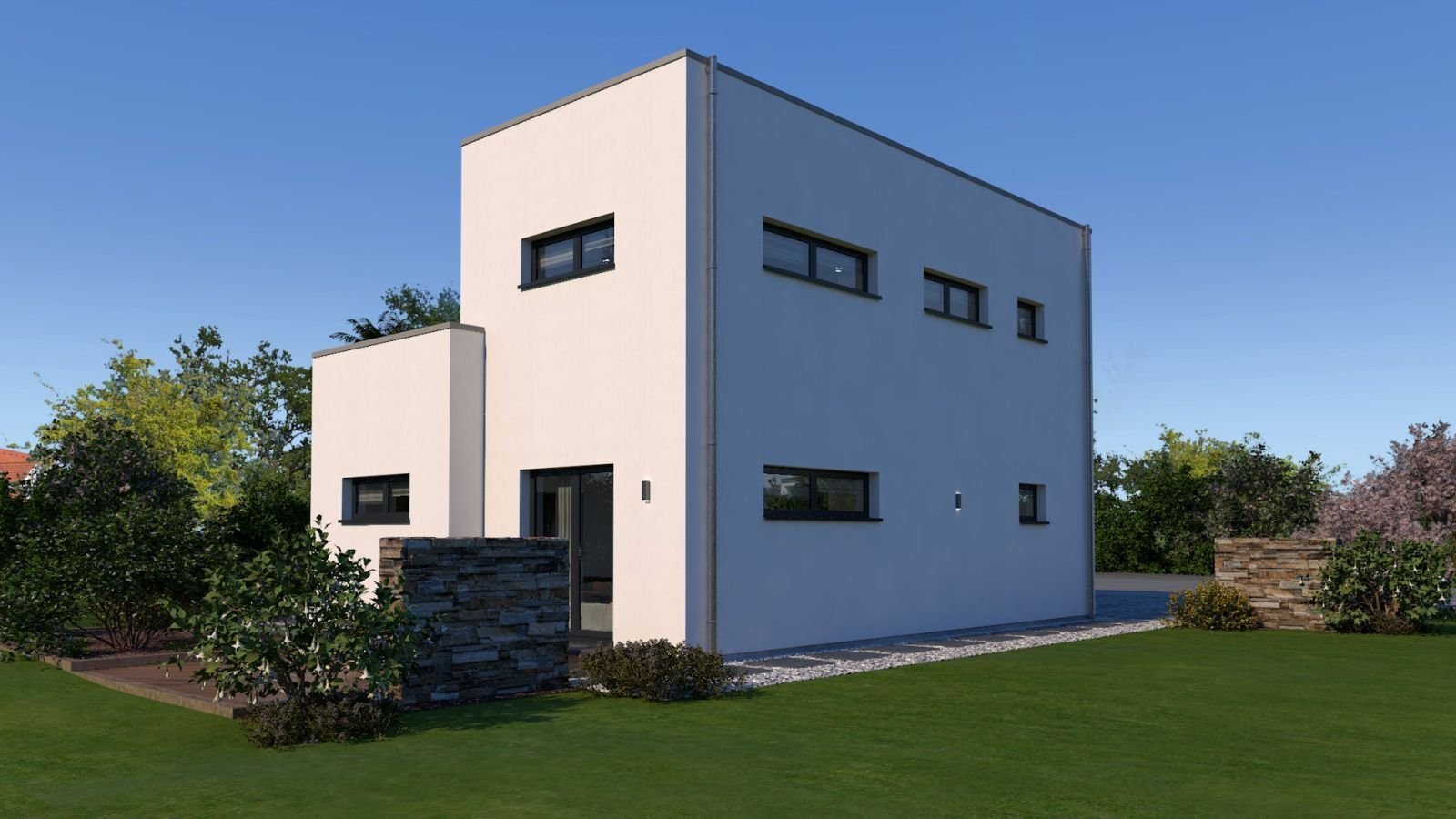 Orientierung ergibt sich aus der Struktur, dadurch wirkt das Haus ruhig.