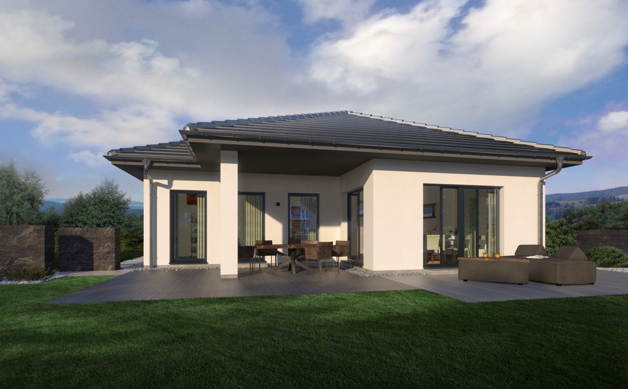 Bungalow mit überdachter Terrasse und wohnlicher Gemütlichkeit ! Mit Grundstück berechnet !