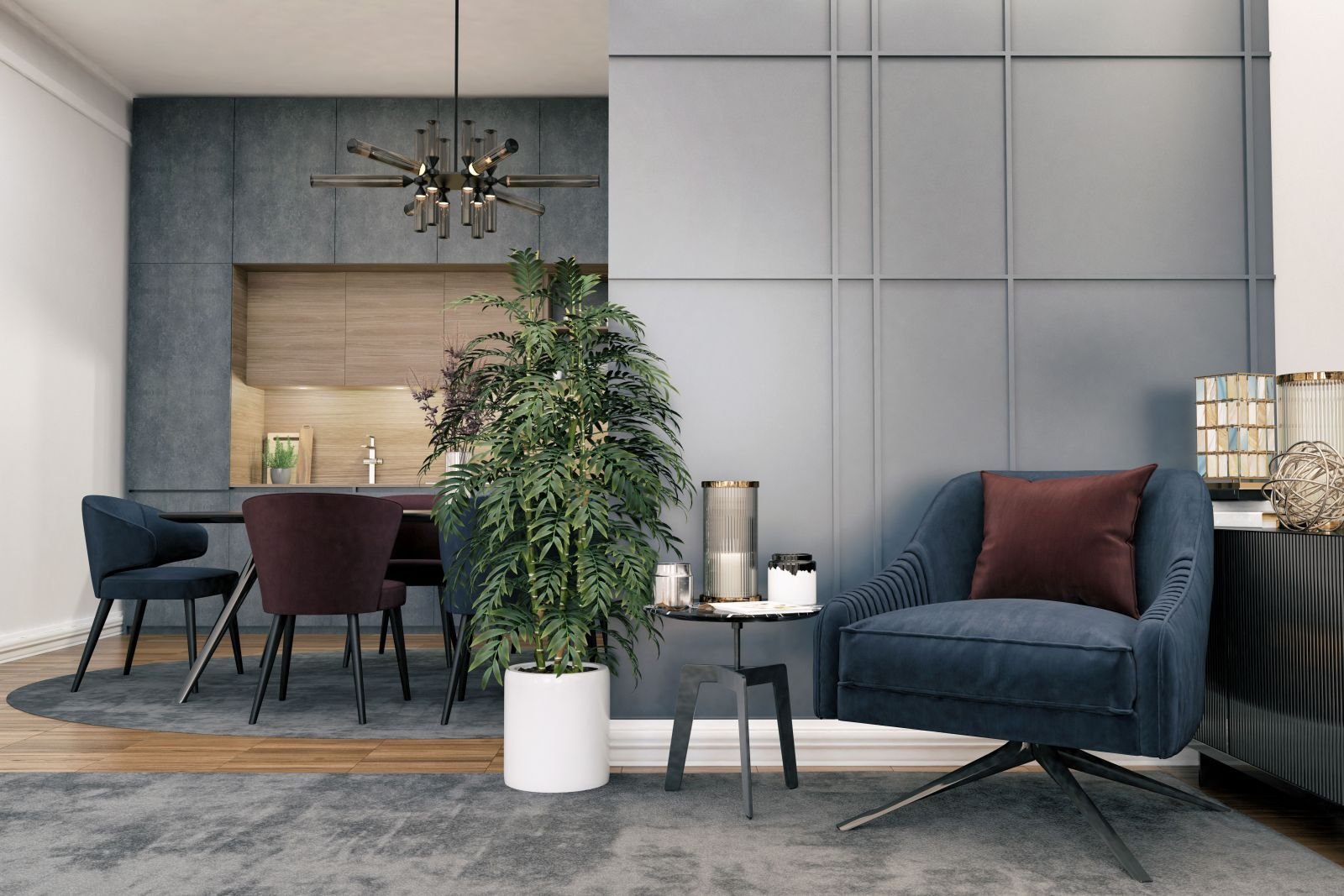 Die Treppe führt nach oben zur Galerie