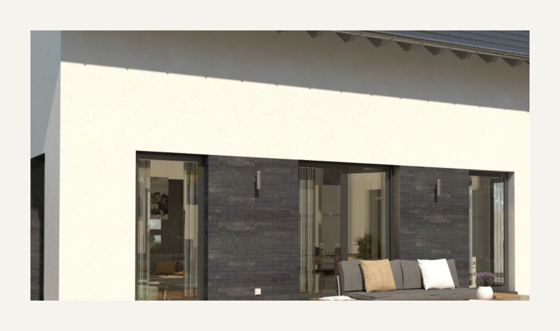 Hauswirtschaft und Gäste-WC liegen seitlich angebunden