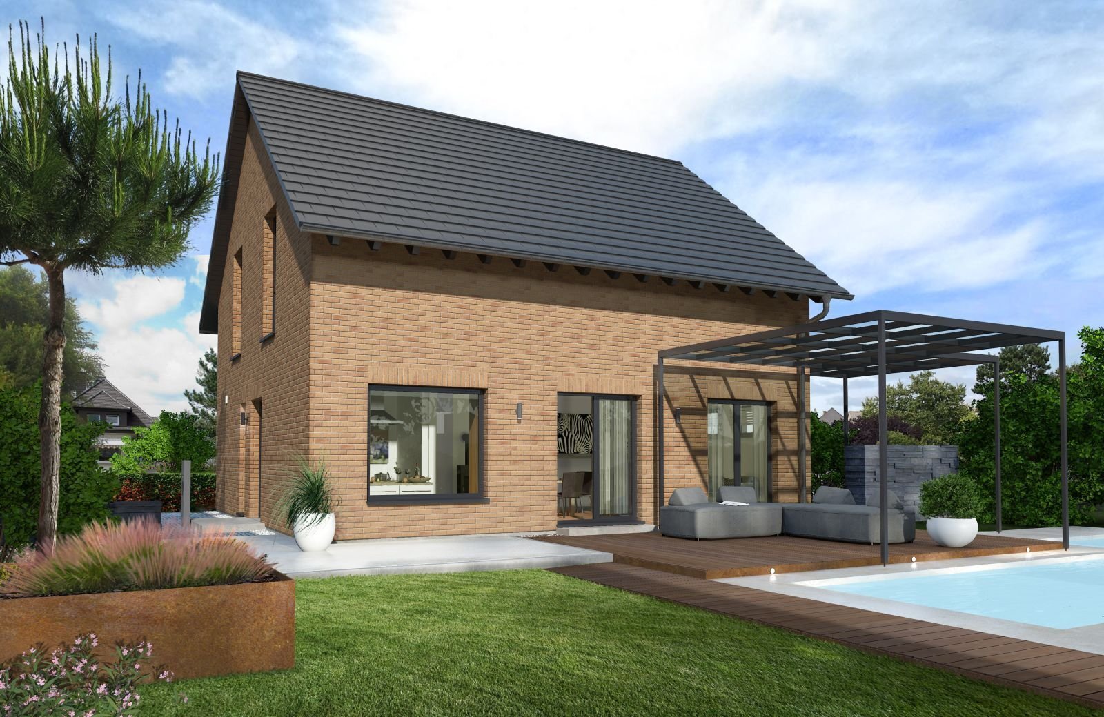 Vom Flur führt der Weg in den Wohnbereich – erst dort öffnet sich das Haus.