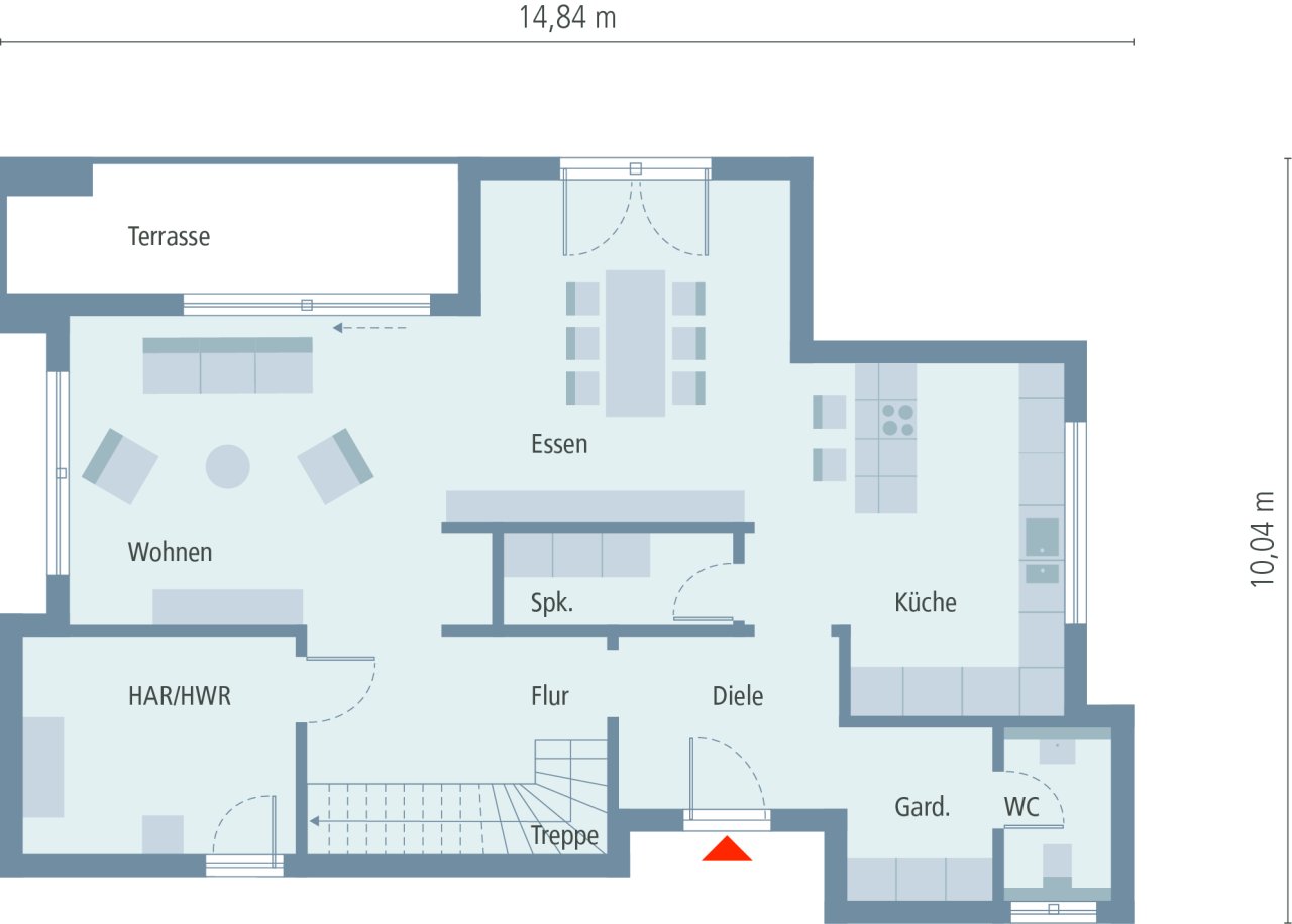 Haus mit Flachdach im Bauhausstil und bereits mit Balkon im Preis ! Preis ist mit Grundstück berechnet !
