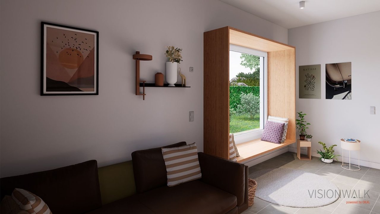 Ansicht Wohnzimmer mit Sitzfenster Ansicht Wohnzimmer mit Sitzfenster