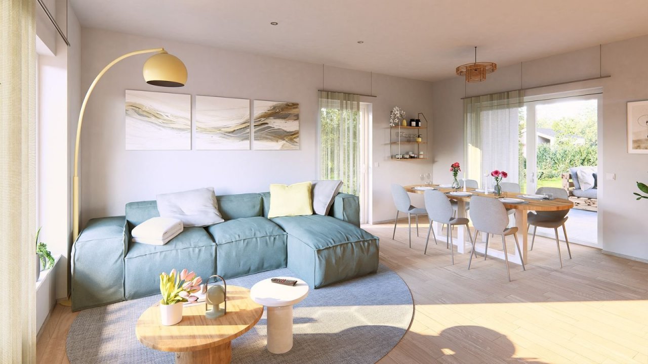 Ansicht Wohnzimmer und Essbereich Ansicht Wohnzimmer und Essbereich