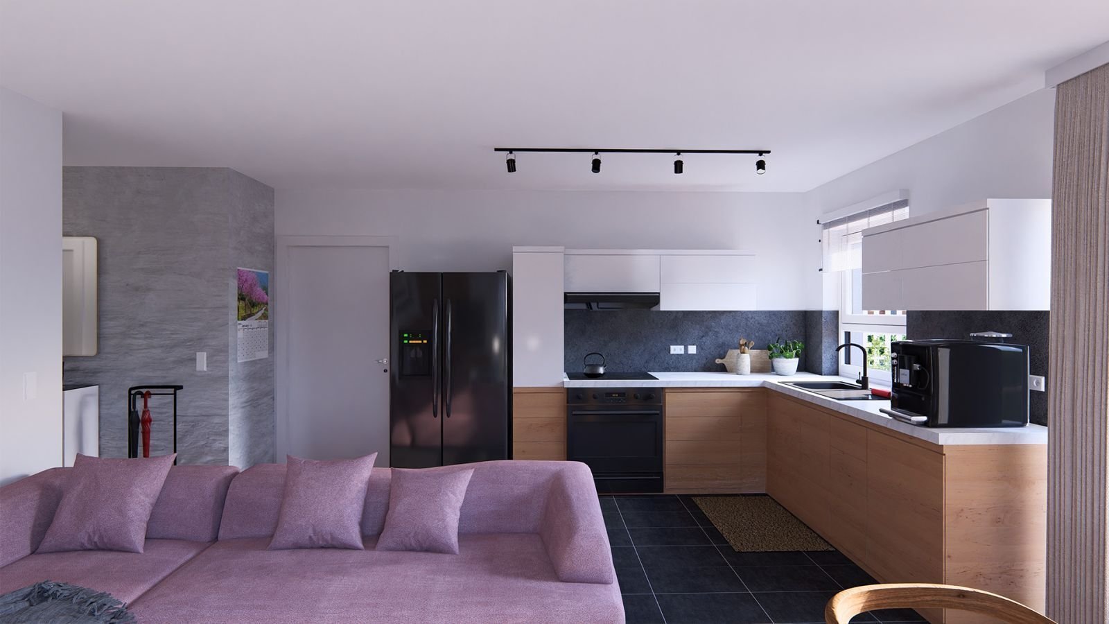 Ansicht Wohnzimmer/Küche Wohneinheit 2