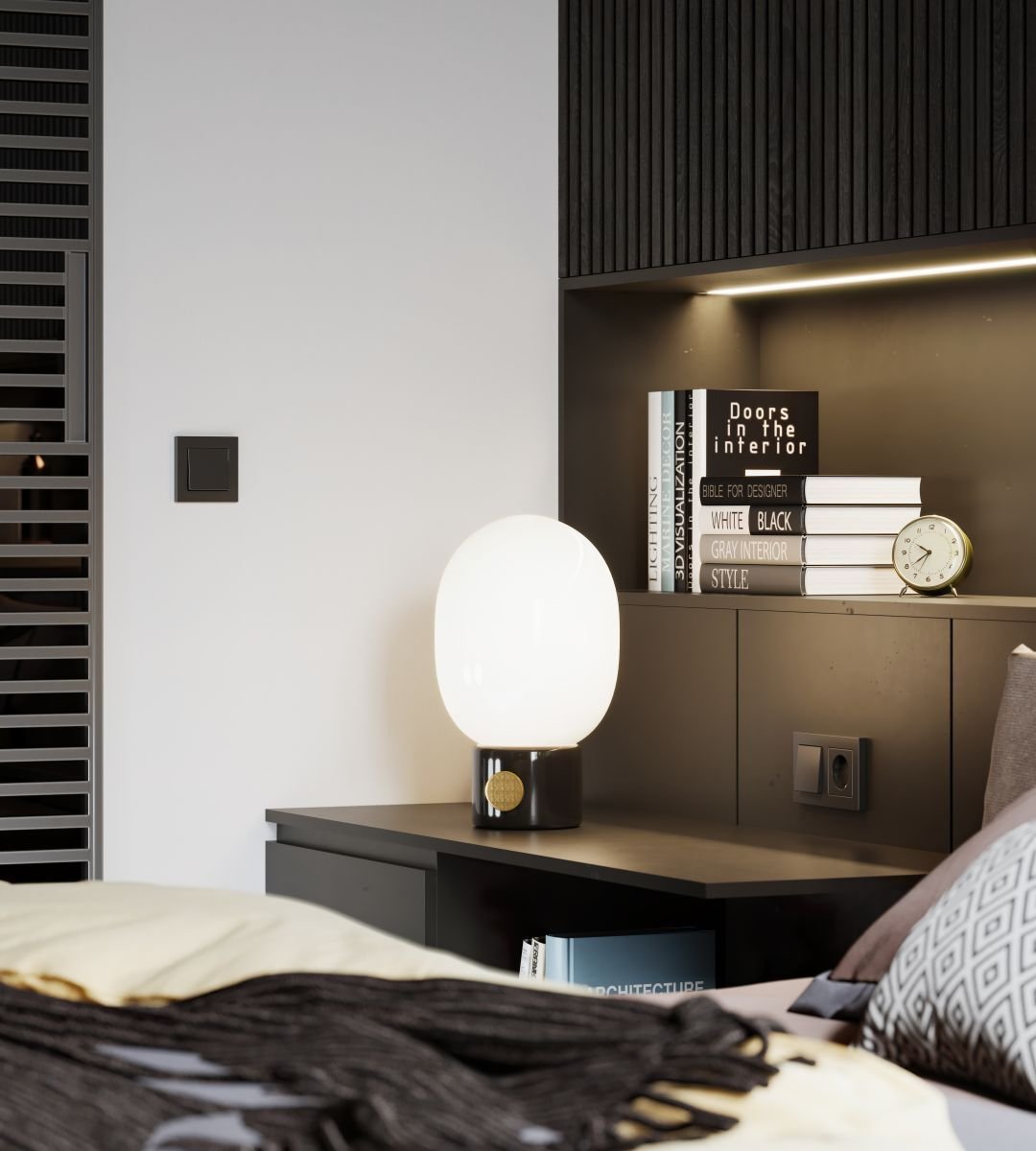 Nachttischbeleuchtung im Schlafzimmer