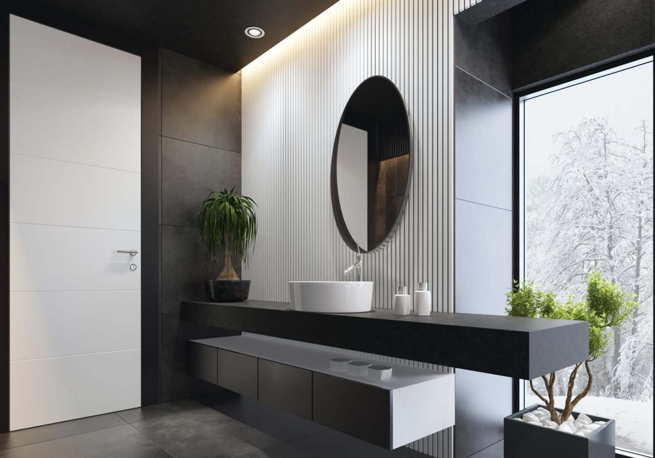 Badezimmer mit Waschtischbereich als Rückzugsraum