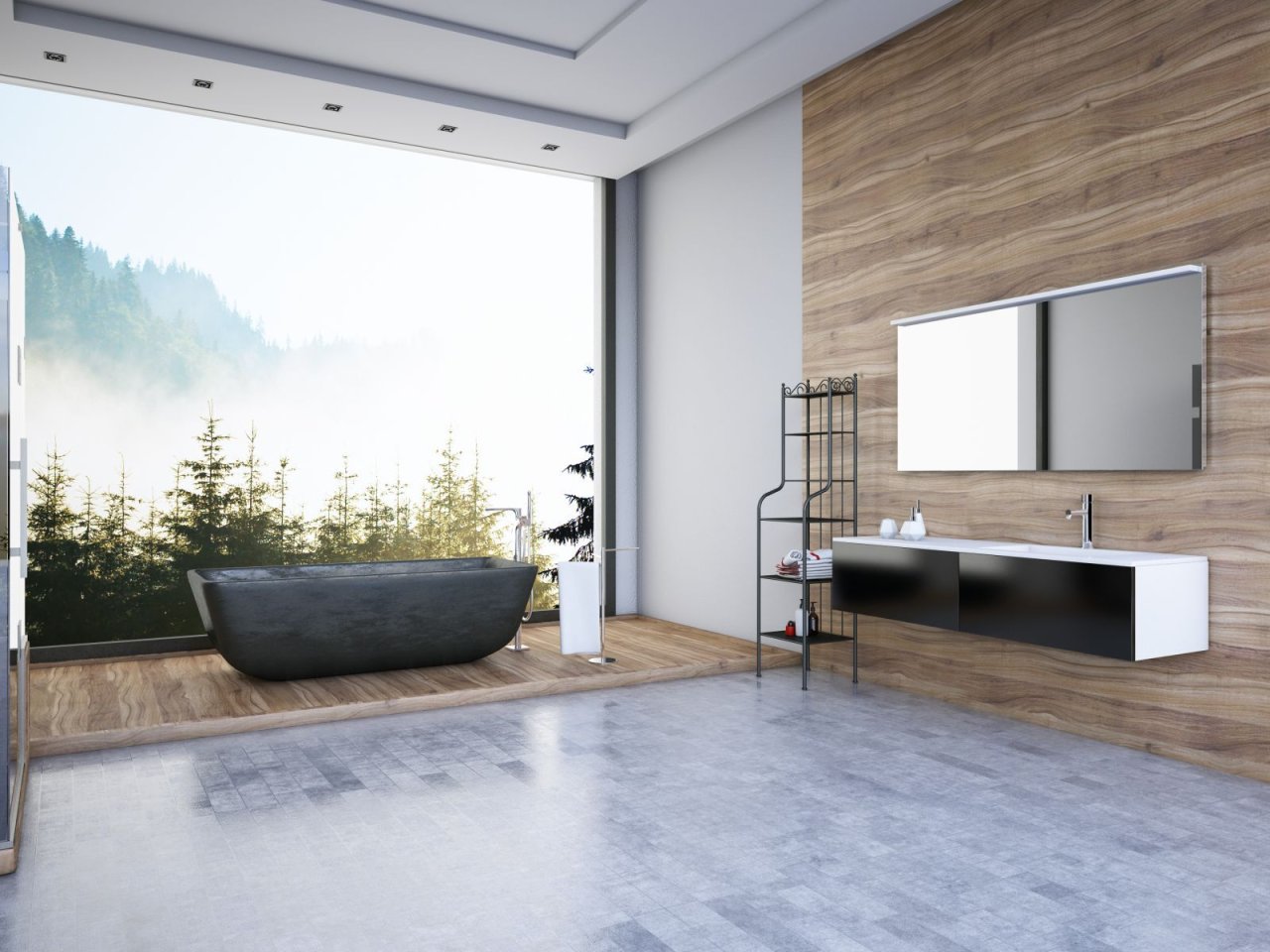 Modernes Bad mit freistehender Wanne