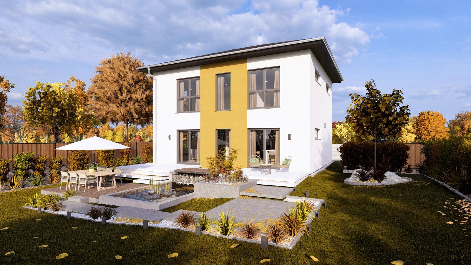 MODERNES WOHNHAUS MIT ELEGANTEM WALMDACH 